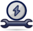 A blue line drawing of a spanner with a lightening bolt on top. A blue line drawing of a spanner with a lightening bolt on top.
