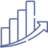 A purple line drawing of four bars increasing in size, and an upward curved arrow at the base of them.